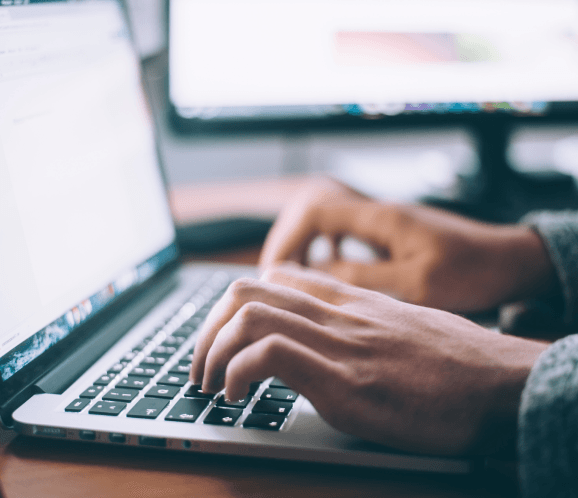 User tying on a keyboard